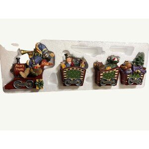Vintage Home Interiors "Bears Train" Christmas Decor Figurines Set